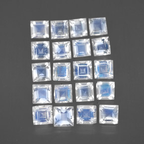 Gemas de piedra de luna arcoíris blanco natural de 2,66 ct, cuadrado, transparente