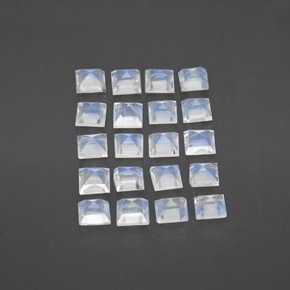 Gemas de piedra de luna arcoíris blanco natural de 2,66 ct, cuadrado, transparente