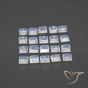 Gemas de piedra de luna arcoíris blanco natural de 2,22 ct, cuadrado, transparente