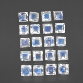 Gemas de piedra de luna arcoíris blanco natural de  ct, cuadrado, transparente