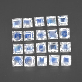 Gemas de piedra de luna arcoíris blanco natural de  ct, cuadrado, transparente