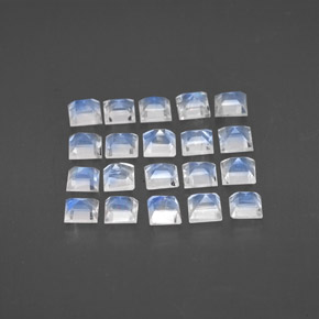 Gemas de piedra de luna arcoíris blanco natural de  ct, cuadrado, transparente