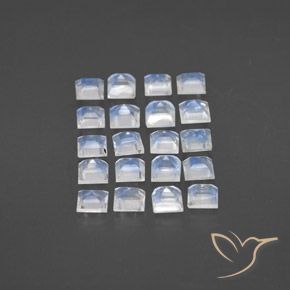 Gemas de Piedra lunar arcoíris Blanco azulado natural de 2.89 ct, Cuadrado, Transparente