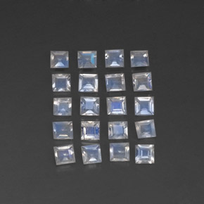 Gemas de piedra de luna arcoíris blanco natural de 2,13 ct, cuadrado, transparente