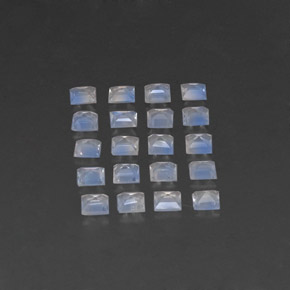 Gemas de piedra de luna arcoíris blanco natural de 2,13 ct, cuadrado, transparente