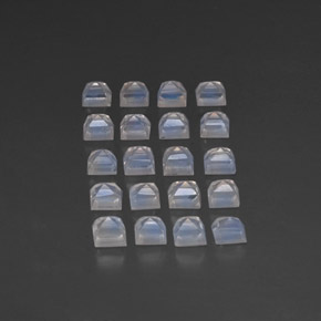 Gemas de piedra de luna arcoíris blanco natural de 3,89 ct, cuadrado, transparente