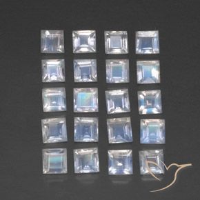Gemas de Piedra lunar arcoíris Blanco azulado natural de 3.24 ct, Cuadrado, Transparente