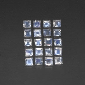 Gemas de piedra de luna arcoíris blanco natural de  ct, cuadrado, transparente
