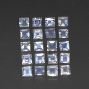 Gemas de piedra de luna arcoíris blanco natural de  ct, cuadrado, transparente