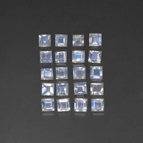 Gemas de piedra de luna arcoíris blanco natural de 2,11 ct, cuadrado, transparente