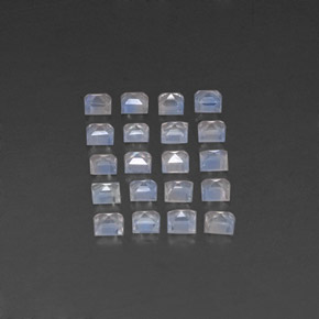 Gemas de piedra de luna arcoíris blanco natural de 2,11 ct, cuadrado, transparente
