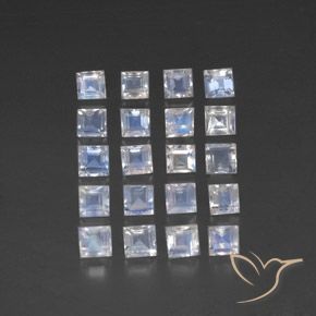 3.69ctw Natural Blanco azulado Piedra lunar arcoíris, Cuadrado, Transparente