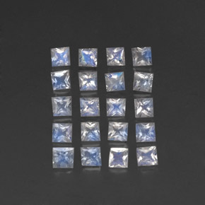 Gemas de piedra de luna arcoíris blanco natural de  ct, cuadrado, transparente