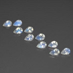 Gemas de piedra de luna arcoíris blanco natural de  ct, en forma de pera, transparente