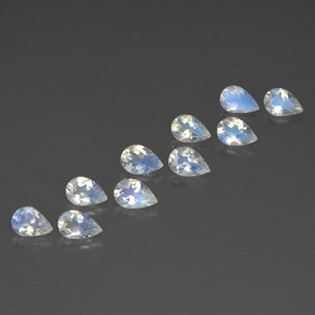 Gemas de piedra de luna arcoíris blanco natural de  ct, en forma de pera, transparente