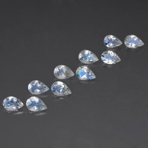 Gemas de piedra de luna arcoíris blanco natural de  ct, en forma de pera, transparente