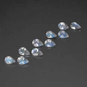 Gemas de piedra de luna arcoíris blanco natural de  ct, en forma de pera, transparente