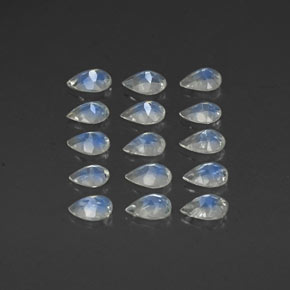 Gemas de piedra de luna arcoíris blanco natural de  ct, en forma de pera, transparente