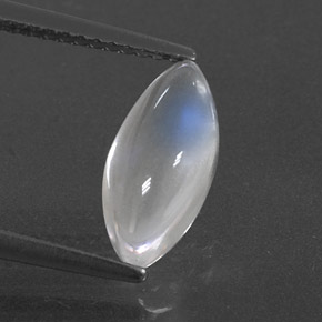 Piedra de luna arcoíris blanco natural de 1,92 ct, marquesa, transparente