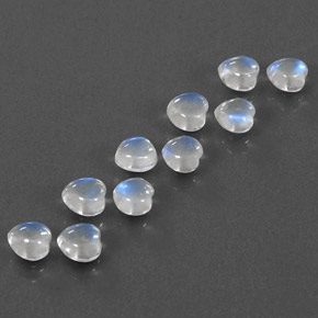 Gemas de piedra de luna arcoíris blanco natural de  ct, forma de corazón, transparente