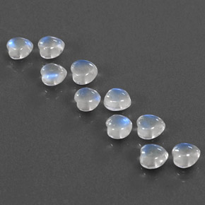 Gemas de piedra de luna arcoíris blanco natural de  ct, forma de corazón, transparente