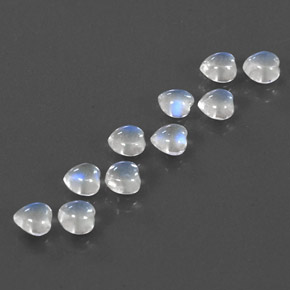 Gemas de piedra de luna arcoíris blanco natural de  ct, forma de corazón, transparente