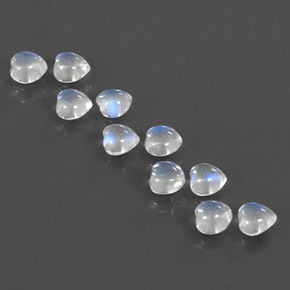 Gemas de piedra de luna arcoíris blanco natural de  ct, forma de corazón, transparente