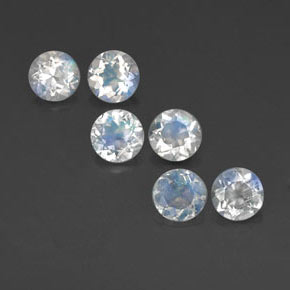 Gemas de piedra de luna arcoíris blanco natural de  ct, corte redondo, transparente