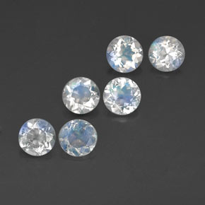 Gemas de piedra de luna arcoíris blanco natural de  ct, corte redondo, transparente