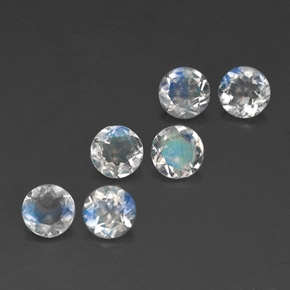 Gemas de piedra de luna arcoíris blanco natural de  ct, corte redondo, transparente
