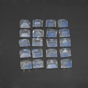 Gemas de piedra de luna arcoíris blanco natural de 2,03 ct, cuadrado, transparente