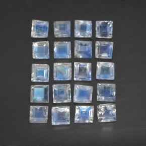 Gemas de piedra de luna arcoíris blanco natural de 2,88 ct, cuadrado, transparente