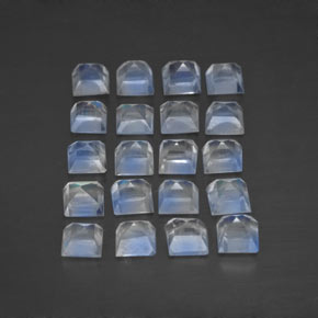 Gemas de piedra de luna arcoíris blanco natural de 2,88 ct, cuadrado, transparente