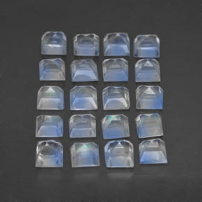 Gemas de piedra de luna arcoíris azul natural de 3,30 ct, cuadrado, transparente