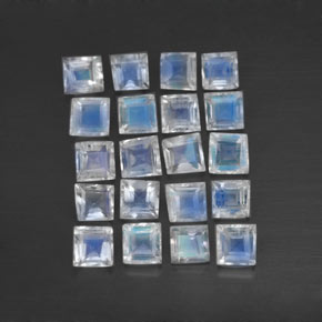 Gemas de piedra de luna arcoíris blanco natural de 2,61 ct, cuadrado, transparente
