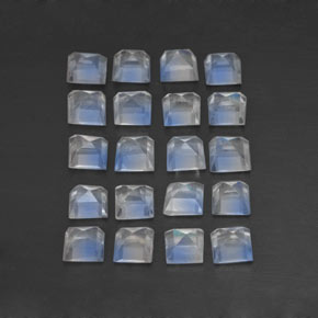 Gemas de piedra de luna arcoíris blanco natural de 2,61 ct, cuadrado, transparente