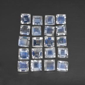 Gemas de piedra de luna arcoíris blanco natural de  ct, cuadrado, transparente