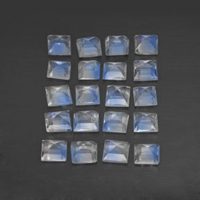 Gemas de piedra de luna arcoíris blanco natural de  ct, cuadrado, transparente