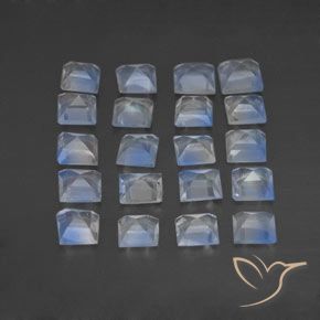 Gemas de Piedra lunar arcoíris Blanco azulado natural de 2.48 ct, Cuadrado, Transparente