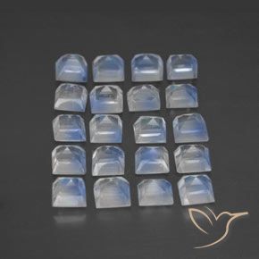 Gemas de Piedra lunar arcoíris Blanco azulado natural de 2.65 ct, Cuadrado, Transparente