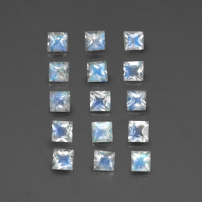 Gemas de piedra de luna arcoíris blanco natural de  ct, cuadrado, transparente
