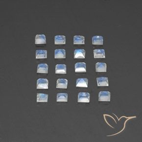Gemas de Piedra lunar arcoíris Blanco azulado natural de 2.85 ct, Cuadrado, Transparente