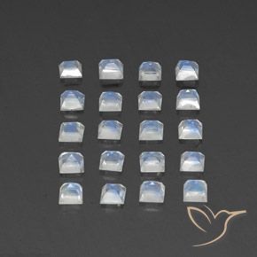 Gemas de Piedra lunar arcoíris Blanco azulado natural de 3.01 ct, Cuadrado, Transparente