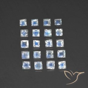 2.95ctw Natural Blanco azulado Piedra lunar arcoíris, Cuadrado, Transparente