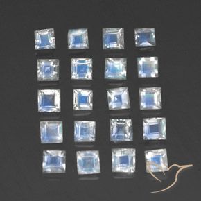 Gemas de Piedra lunar arcoíris Blanco azulado natural de 2.95 ct, Cuadrado, Transparente