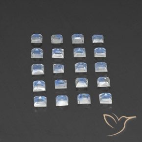 Gemas de Piedra lunar arcoíris Blanco azulado natural de 2.95 ct, Cuadrado, Transparente
