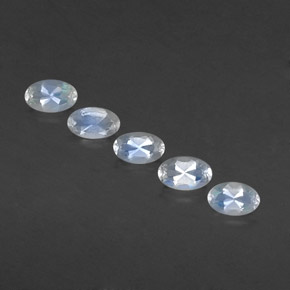 Gemas de piedra de luna arcoíris blanco natural de  ct, corte óvalo, transparente