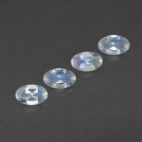 Gemas de piedra de luna arcoíris blanco natural de  ct, corte óvalo, transparente