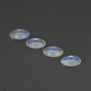 Gemas de piedra de luna arcoíris blanco natural de  ct, corte óvalo, transparente