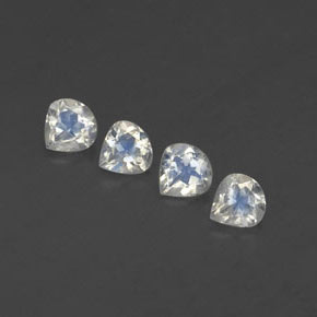 Gemas de piedra de luna arcoíris blanco azulado natural de 1,33 ct, en forma de pera, transparente